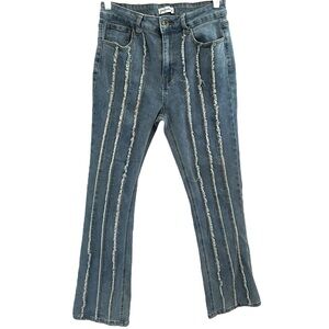 Generation K Women’s Distressed Vertical Striped High Rise Jeans  Sz‎ 7
